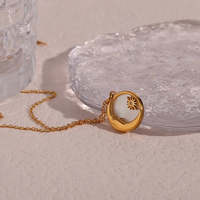 Zyo Bijoux Zircon Soleil Lune Nacre Shell Design Collier Pendentif En Or Plaqué Or 18k En Acier Inoxydable Collier Femme