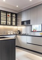 Moderne luxe complete op maat gemaakte keuken, ingebouwde alles-in-één keukenunit met maatwerk ontwerp voor villa en appartement