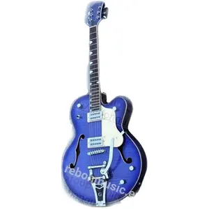 Weifang rebite 6 cordas tremolo hollowbody guitarra elétrica, com azul sunburst color