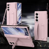 Étui de protection pour Samsung Galaxy Z Fold 7 6 5 4 3 5G avec support de bracelet, emplacement pour stylet S Pen et film protecteur d'écran