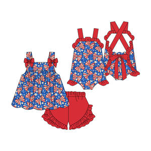 SR4116 Mono sin mangas personalizado para bebé, diseño de burbujas, para el 4 de julio, venta al por mayor para niñas - Product Image 1