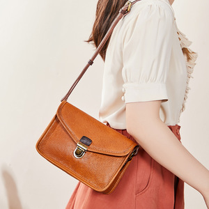 Vegetable Tanned Leather Small Shoulder <b>Bag</b> Crossbody Envelope Style Genuine Leather Women's Handbag Retro Vintage Spring Summer - Product Image 2