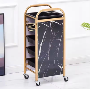 Carrito de Peluquería Desmontable, Carrito Auxiliar Dorado para Estilistas con Ruedas Universales, Sin Enredos para el Cabello - Product Image 3