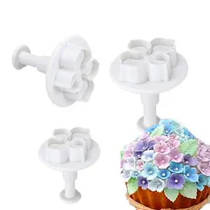 Conjunto de herramientas para decoración de pasteles, Set de 3 unidades con forma de hortensia, Fondant, cortador de galletas y galletas, en relieve