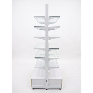 Double-sided Vietnam Newtek <b>Freestanding</b> Glass Panel Modern Metal Frame Powder Coating Glass back and Glass <b>Shelves</b> - Product Image 1
