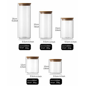 Bocal de stockage en Borosilicate de haute qualité, boîte hermétique à l'air, ensemble de récipients de stockage des aliments pour la cuisine avec <span class=keywords><strong>bambou</strong></span> naturel, vente en gros - Product Image 2