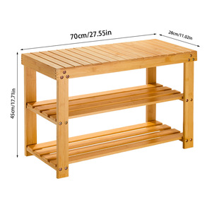 Bamboo 3 Tier Shoe Rack Bench Entryway <b>Storage</b> Shelf For Hallway Living Room <b>Bathroom</b> - Product Image 5