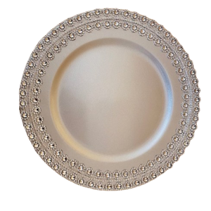 Bordure perlée en cristal Assiette de charge sûre Service de dîner Plateau de serveur de nourriture Organisateur de mariage Plat pour la restauration et la fête - Product Image 1