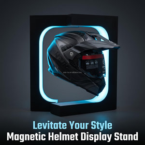 Support d'affichage de casque à lévitation magnétique, capacité de charge <span class=keywords><strong>1</strong></span>-2 kg, rotation flottante sans fil avec lumière, présentoir de casque de moto - Product Image 2
