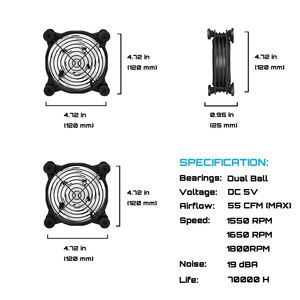 <span class=keywords><strong>UpHere</strong></span> DC 5V 12V 120mm ventilateur de Ventilation de rack de serveur USB ventilateur de Ventilation d'armoire d'ordinateur 3 vitesses contrôleur ventilateur de refroidissement - Product Image 5