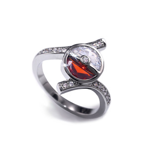 Anello creativo Pokeball rosso e bianco, anello alla moda, regalo di compleanno per le donne, gioielli da indossare tutti i giorni - Product Image 2
