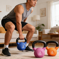 Pesas Libres Ajustables, Kettlebells Coloridas de Competición, Hierro Fundido Recubierto de Neopreno Duradero, Equipo de Gimnasio Portátil