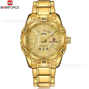 NAVIFORCE 9117 นาฬิกาหรูเรืองแสงแบบลำลองสำหรับผู้ชายแสดงวันและวันที่หนังกันน้ำผู้ชายนาฬิกาข้อมือควอตซ์ - Product Image 3