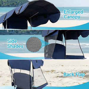 เก้าอี้พับพกพาสีสันสดใสสำหรับตั้งแคมป์กลางแจ้ง ตกปลา สวนสาธารณะ และห้องนอน - เก้าอี้พับน้ำหนักเบาพร้อมม่านบังแดด - Product Image 4