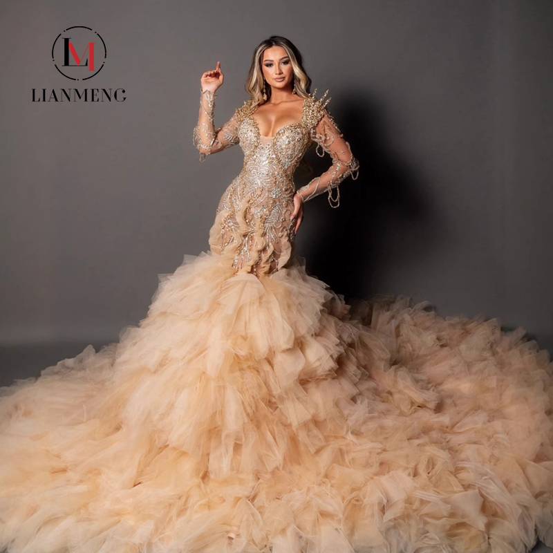 Elegant Designs for Your Perfect Day: Quality mermaid wedding dress  champagne gold for Business Buyers