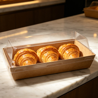 Caja de Pastelería Desechable Libre de PFAS con Tapa Transparente, Venta al por Mayor, Cajas de Alimentos Resistentes a la Grasa, Ecológicas y Resistentes, Fabricante