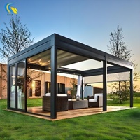 Pergola de jardin extérieure moderne de luxe à lamelles intelligentes en aluminium, type électrique 220V, finition poudrée, vente directe usine
