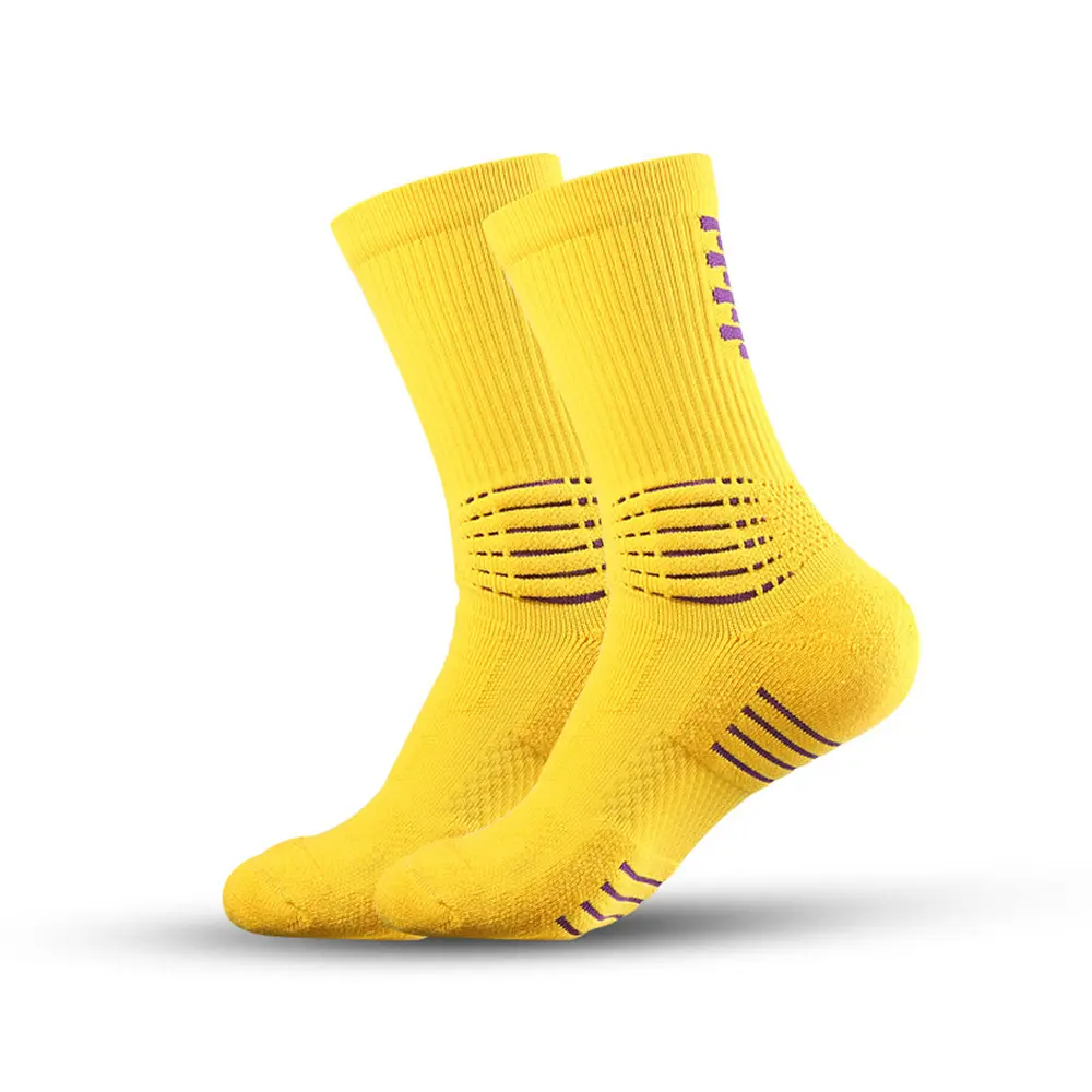 sport socks custom logo LOW MOQ high quality OEM men socks seamless athletic Half terry basketball crew socks
