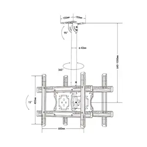 Dudukan TV dinding perapian putar miring dudukan tv vasa 800*500mm tilt 75 inci 85 inci angkat staples bermotor 75 tv dan kabinet