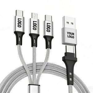 Custom Logo <b>Multi</b> Phone <b>Charger</b> Fast Charging Nylon Universal USB PD 3 4 5 in 1 Cable for Promotional Gifts - Product Image 1