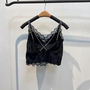 Reggiseno a fascia da donna taglie forti con imbottitura rimovibile, scollo a cuore, spalline sottili e pizzo, modello corto - Product Image 4