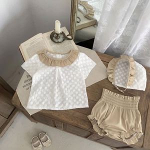 Engepapa Zomer Baby 3-delig Kledingset Meisje Elegant Kant Topje Shorts Peuter Katoenen Kledingset - Product Image 2