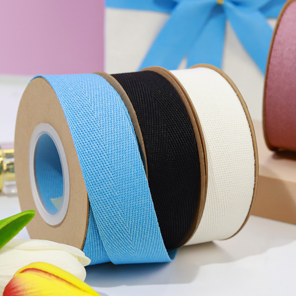 New Recycled Materials Custom Width Eco Friendly Paper Ribbon Decoration Logo Printed Gift Craft Herringbone Ribbon for Packing