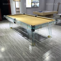 Table de billard contemporaine en verre trempé de luxe, design élégant, ardoise premium, transparente, 8ft, 9ft, personnalisable, pour jeu de 8 boules