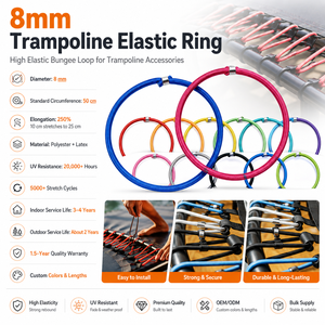 Cordon élastique tressé personnalisé pour trampoline, 8 mm de diamètre, 50 cm de longueur, 50 pièces/sac, élasticité élevée 240 % - Product Image 3