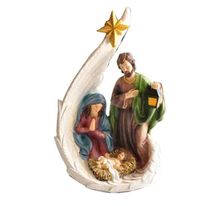 Nuovo Design statua della sacra famiglia presepe natalizio gesù maria giuseppe figurina religiosa per la decorazione domestica