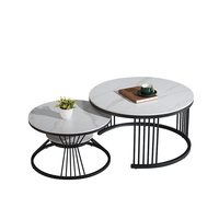 Ensemble de table basse extensible moderne et durable avec plateau en pierre frittée et pieds en métal pour le salon