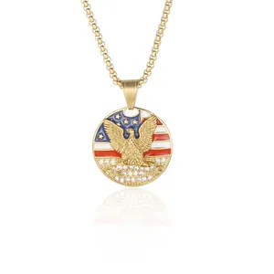 Joyería de las mujeres de paloma de la paz 18k chapado en oro CZ haciendo bandera accesorios moneda colgante collar - Product Image 1