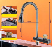 Évier de cuisine 304 acier inoxydable bol unique cascade robinet lave-vaisselle évier de cuisine