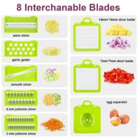 Groothandel 16-in-1 fruit- en groentesnijder, ui- en knoflookpers, keukengerei, accessoires, mandoline, kaasschaaf