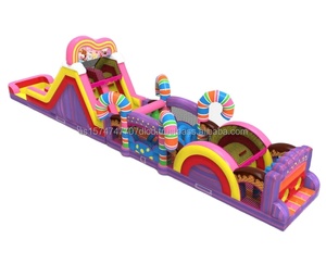 Carrera de obstáculos inflable temática Fun Cane Candy para parques de atracciones con material de PVC impermeable - Product Image 2