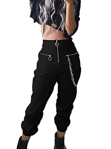 Pantalon droit sport en similicuir PU extensible taille haute pour femme, imperméable, séchage rapide, anti-plis, longueur intégrale, idéal hiver - Product Image 1
