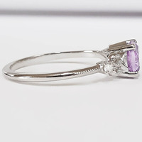 Bague pour femme en argent sterling 925 avec quartz lavande violet clair de forme ronde