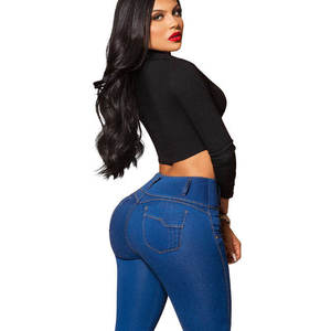 <span class=keywords><strong>Jeans</strong></span> <span class=keywords><strong>Colombianos</strong></span> de Cintura Alta para Mujer Levanta Cola Pantalones Tobilleros con Bolsillos <span class=keywords><strong>Jeans</strong></span> Ajustados Control de Abdomen - Product Image 6