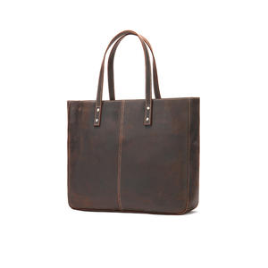 Sac fourre-tout en cuir Crazy Horse rétro traditionnel, grande capacité, sac à bandoulière pour femme, sac de transport multifonctionnel unisexe - Product Image 5