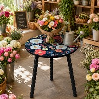 Table d'appoint ronde portable et détachable avec pieds en bois massif torsadés en spirale Mandala pour salon et chambre à coucher