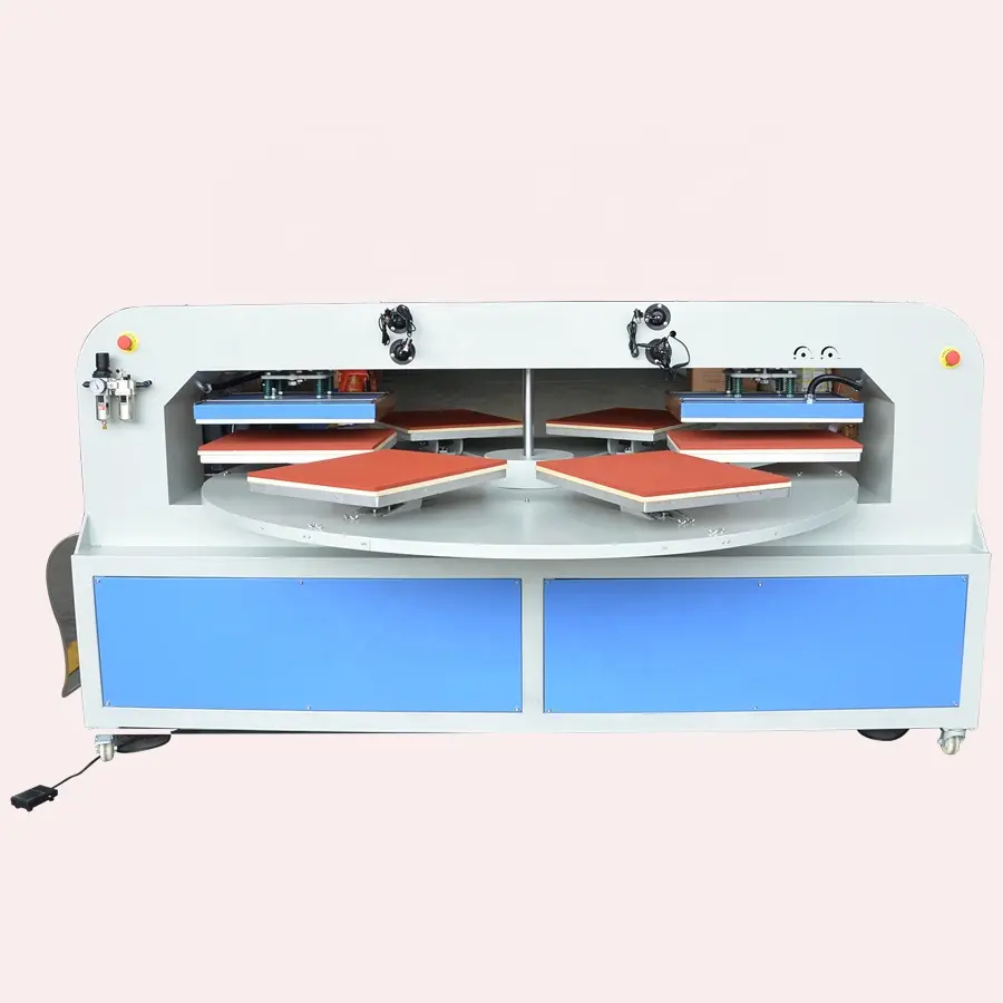 Gaoshang-máquina de prensado de calor automático, placa rotativa de calentador doble neumático, 6 sudaderas con capucha de mesa, pieza de transferencia de vinilo a pieza