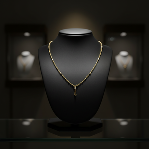 Collar de Cadena de Diseño en Oro Amarillo de 22K con Elegantes Detalles de Cuentas Colgantes y Gotas de Oro para Mujer - Product Image 4