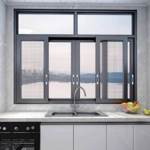 Ventana Corredera de Aluminio con Vidrio Templado, Diseño de Rejillas, Resistente a la Humedad, Insonorizada, Ventana Corredera de Aluminio con Doble Acristalamiento - Product Image 2