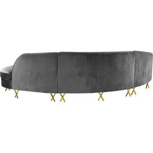 European Size Modern grey Fabric <span class=keywords><strong>I</strong></span> Shaped Sectional Corner Sofa Modular Couch with X-shaped gold metal legs corner curved sofa - Product Image 2