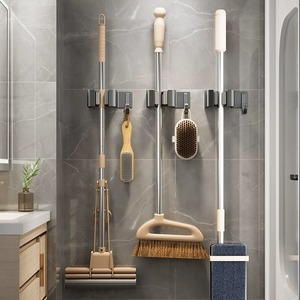 Shu Zheng <b>Mop</b> <b>Wall</b> Mount Aluminum Clip Hook Punch Free Bathroom Storage Holder Rectangle Shape Multi Functional - Product Image 4