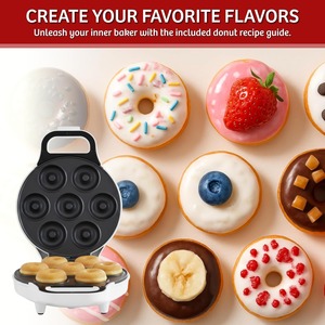 Machine à mini-beignets facile à utiliser - Antiadhésive, prépare 7 beignets en même temps, idéale pour les petits déjeuners et les moments de pâtisserie amusants pour les enfants - Product Image 4