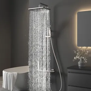 Gun Color 4 Functions Shower System Rain Shower Head Faucet Sets With Adjustable Slide Bar