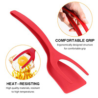 Spatule à crêpes en silicone flexible avec pince à pain intégrée, spatule de cuisine pour la cuisson des toasts, des omelettes et des pâtisseries