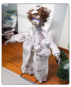 Muñeca de Terror Eléctrica Interactiva de Halloween para Exteriores, con Luz y Movimiento, Decoración Animada de Niña Pequeña - Product Image 5