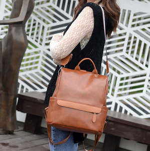 2022 Factory Wholesale Multifunctional Women Anti Theft Soft Leather <strong>Backpack</strong> Waterproof <strong>Brown</strong> Girl Shoulder School <strong>Backpack</strong> - Product Image 6